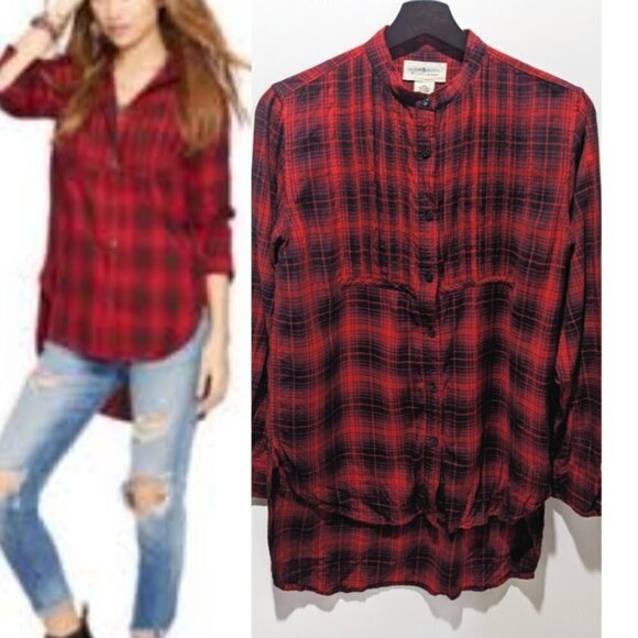 Rl Denim & Supply | Button Down tunic in red plaid - Picture 3 of 9